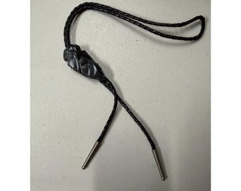 Corbata bolo negra vintage Hickok USA con punta de flecha, estilo western y suroeste para hombre.