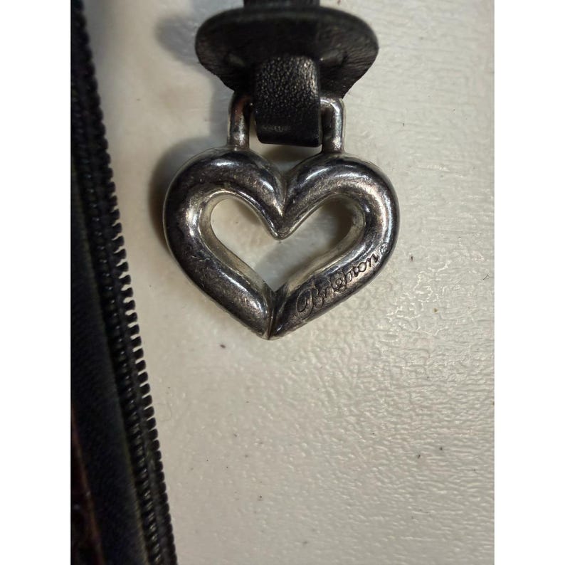 Brighton Croc Embossed Leather Crossbody Bag Brown Black D265940 Heart Charm image 7
