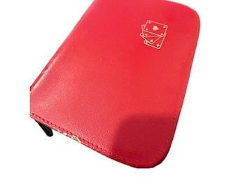 Vintage Noymer Red Zippered Travel Card Set with Two Decks and Pencil