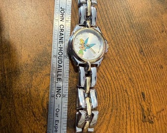 Ladies Disney Tinkerbell Two Tone Watch Accutime TK2020 Silver Gold Tone Link