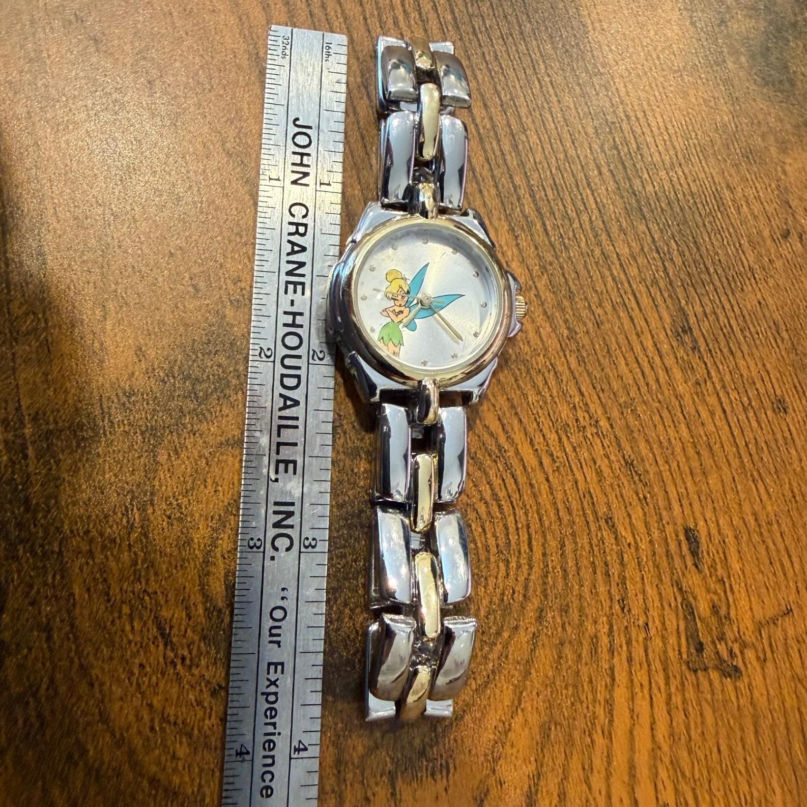 Disney Time Works Tinkerbell Watch Square Silver Dial Teal Leather 85/8437 VX11A Tinkerbell Watch - Etsy main image 3
