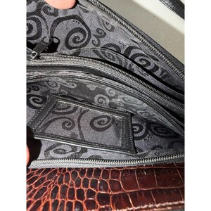 Brighton Croc Embossed Leather Crossbody Bag Brown Black D265940 Heart Charm image 5