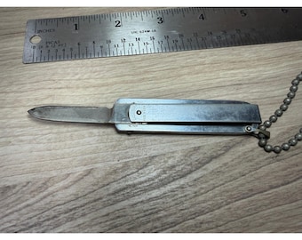 Navaja de bolsillo deslizante Vintage Executive, fabricada en EE. UU., llavero plateado.