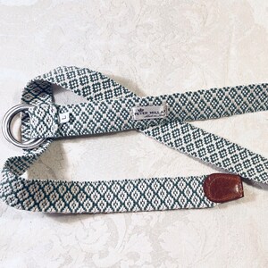 Vintage Peter Millar Belt Italy Blue White Geometric Large