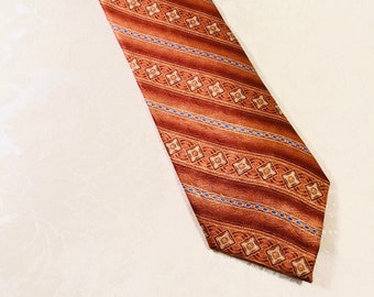 Vintage Tie Orange Men's Necktie Silk Meeting Street Hand Made Mod