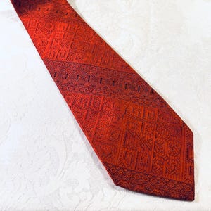 Vintage Tie Burnt Orange Men&#39;s Necktie Geometric Wide Textured