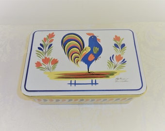 Vintage cat tin by Merline Rectangular metal box made for Marlex International Massilly France 1984