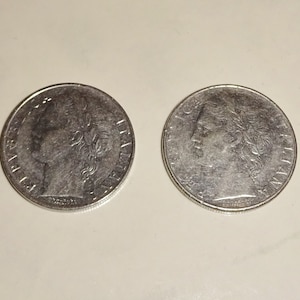 Vintage Italian Coin 100 Lire 1972 1977 Set of 2 Cento Lire