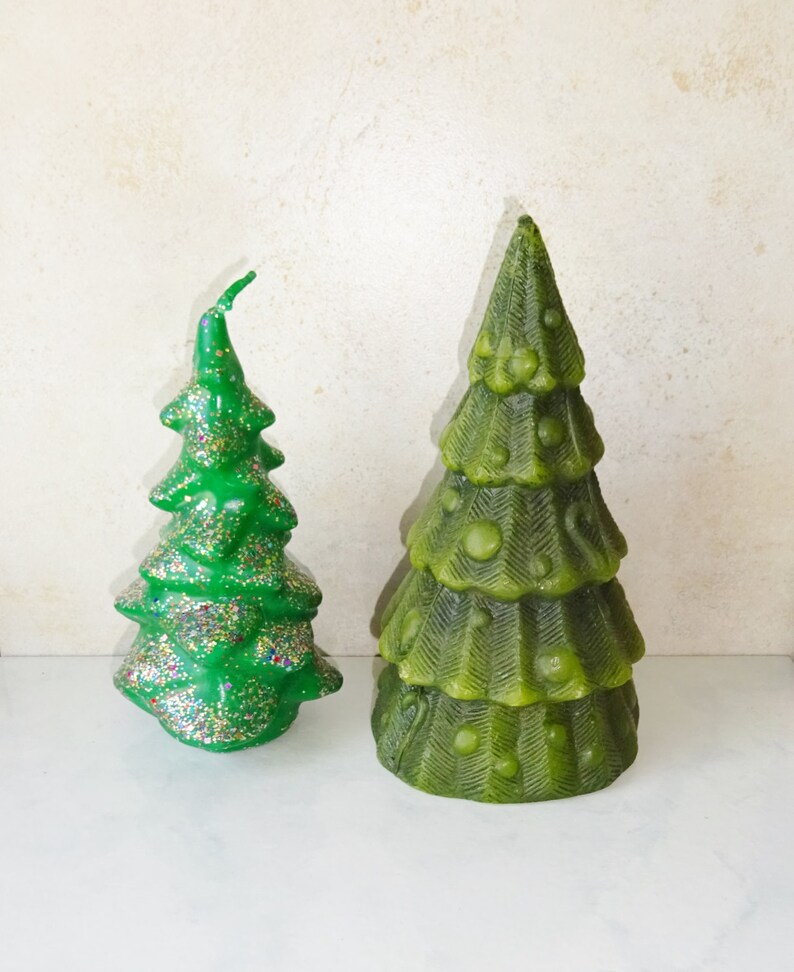 Vintage Christmas Tree Candle 2 Tree Green Candles Christmas Etsy