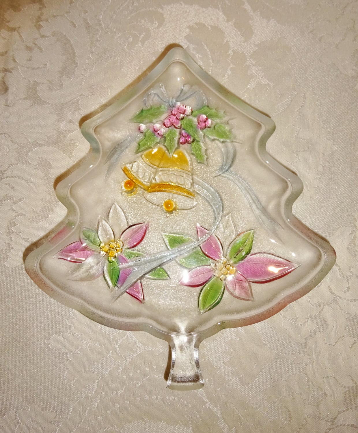 Vintage Glass Dish Christmas Tree Candy Dish Nut Bowl Nut Dish Etsy