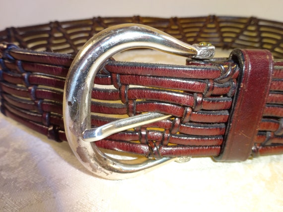 Vintage Brighton Belt Wide Brown Leather Woven Braided  display picture 2