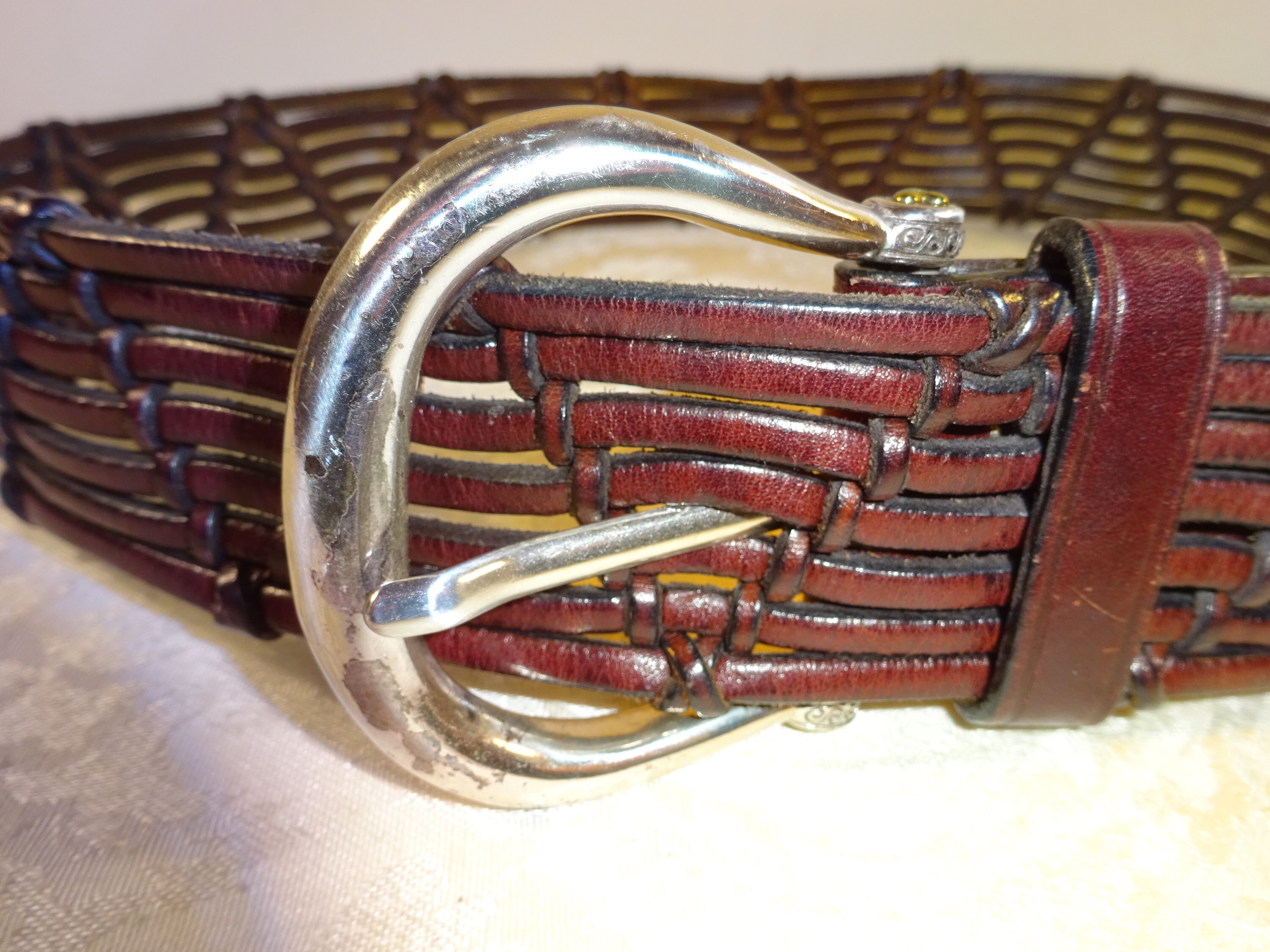 Vintage Brighton Belt Wide Brown Leather Woven Braided 