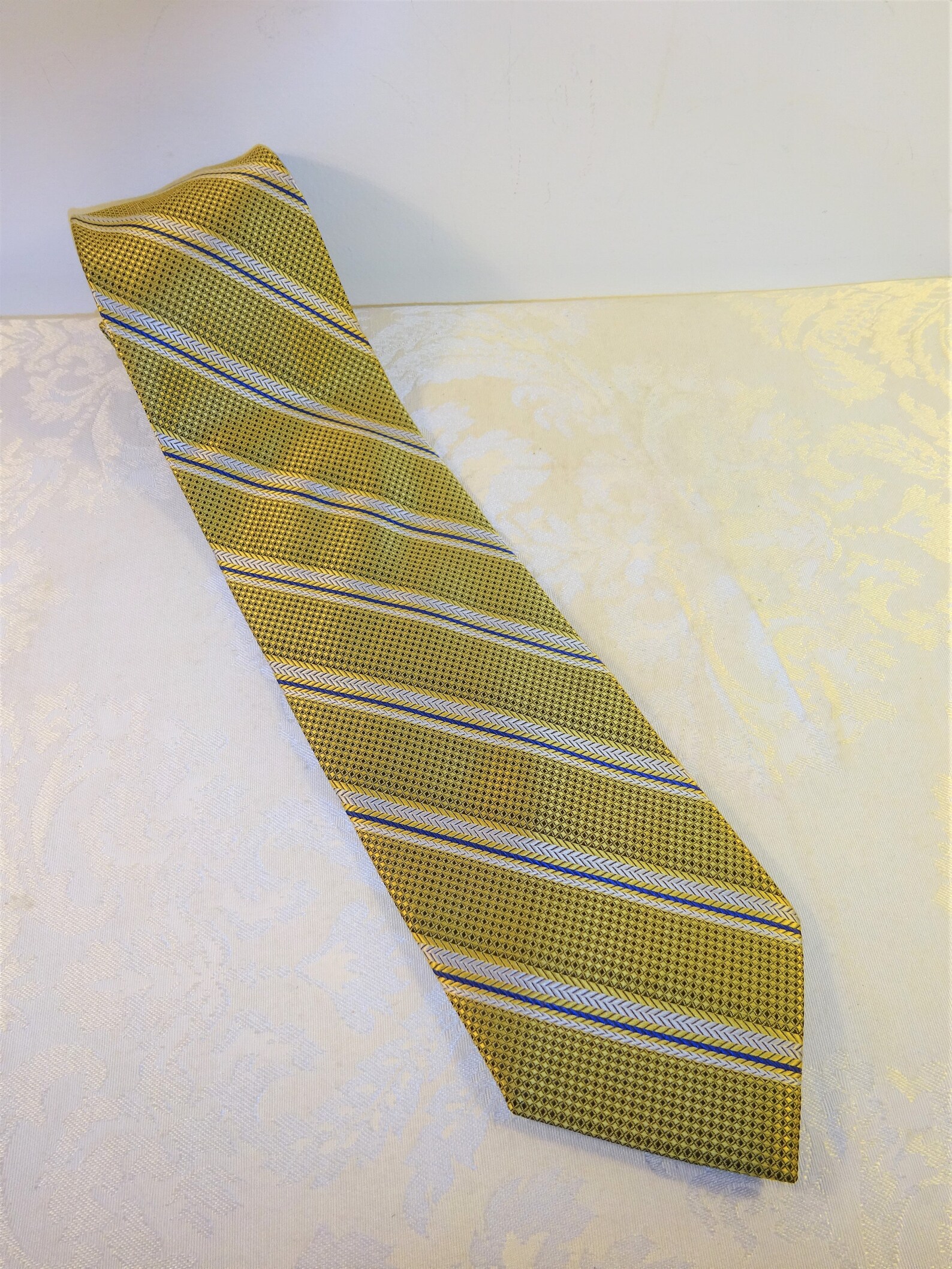Vintage Mens Necktie Tie Gold Silver Fratello Hand Made Wide - Etsy
