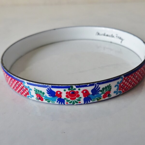 Vintage Michaela Frey Austrian Folk Enamel Bangle Bracelet