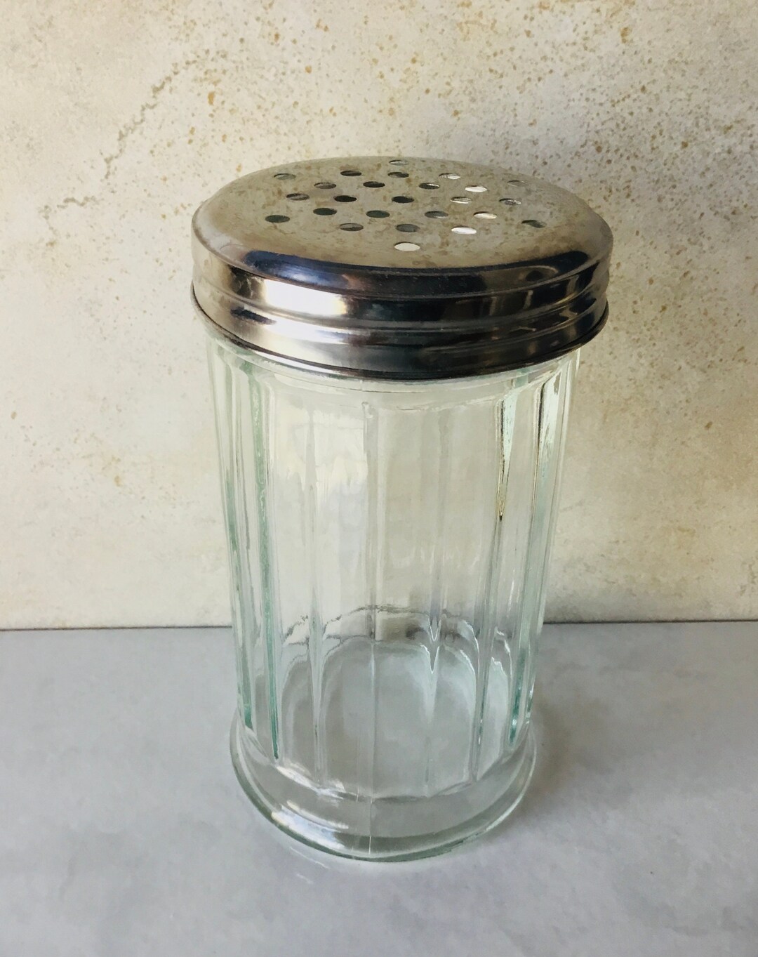 Vintage Glass Cheese Shaker Dispenser Diner Restaurant Style Glass