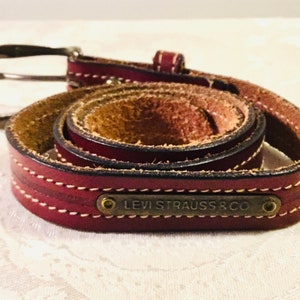 Vintage Levi Strauss Leather Belt Narrow Brown Women&#39;s
