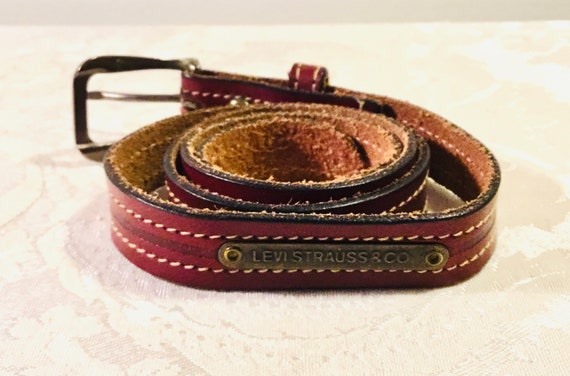Vintage Levi Strauss Leather Belt Narrow Brown Women display picture 1