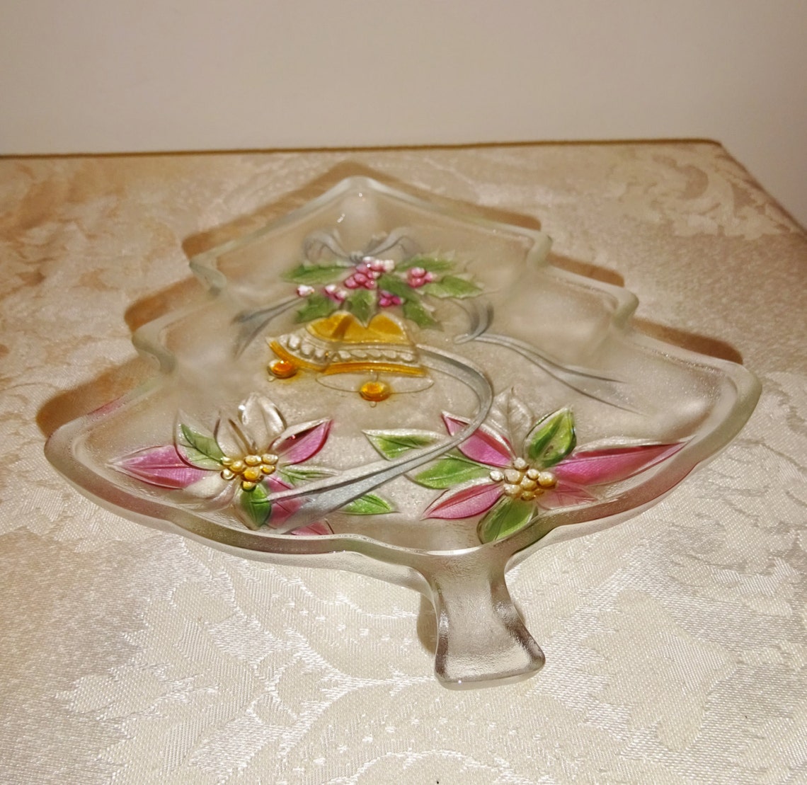 Vintage Glass Dish Christmas Tree Candy Dish Nut Bowl Nut Dish Etsy