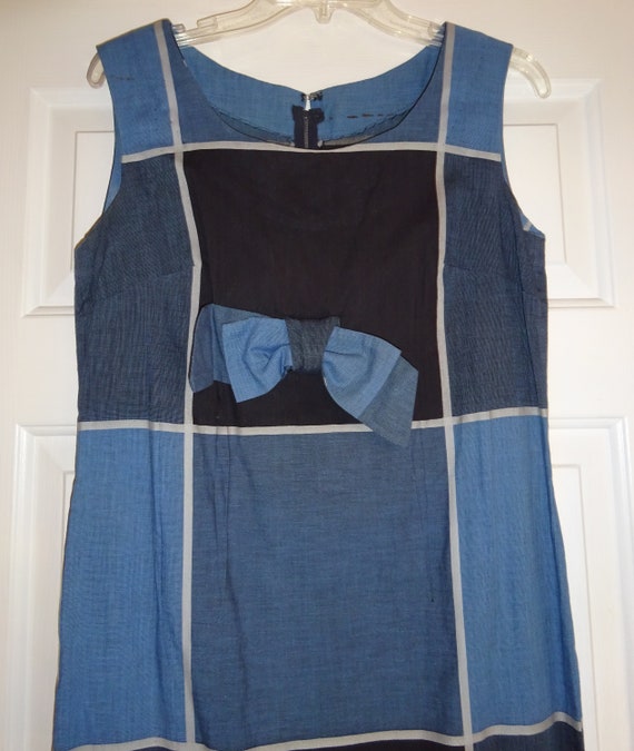 Vintage Wiggle Dress Bow Pencil Dress Navy Sleeve… - image 2