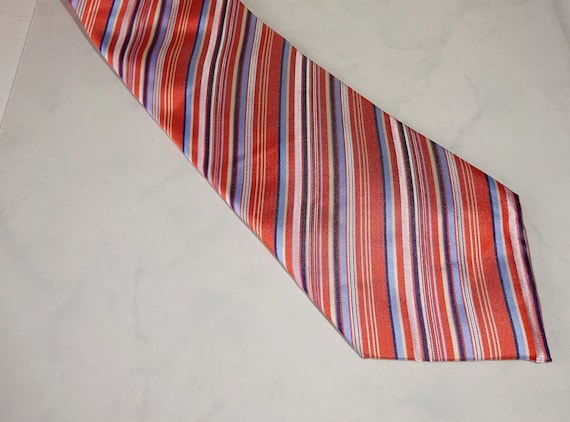 Geoffrey Beene Men/'s Orange Solid Striped Seasonal Necktie Tie