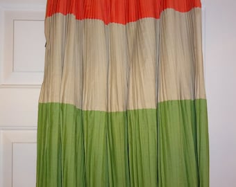 Vintage Pleated Skirt Orange Green Tan by Alix of Miami Tansad Feminine Sportswear Accordion Pleats