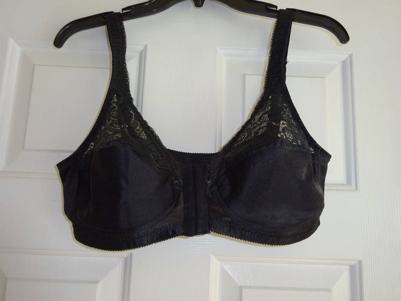 Vintage Bra Black Front Closure Nylon Lace Size 40B Lovable | Etsy