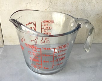 Vintage Glass Measuring Cup Anchor Hocking 2 Cups 16 Oz Handle 