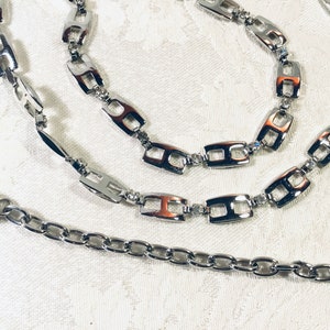 Vintage Belt Silver Metal Link Rhinestones Adjustable Thin Narrow