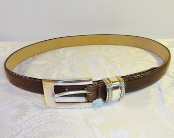 Vintage Brighton Belt Brown Leather Medium Embossed Leather