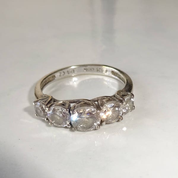 Vintage CZ Ring Sterling Silver Ring Size 10 Multistone Cubic Zirconia