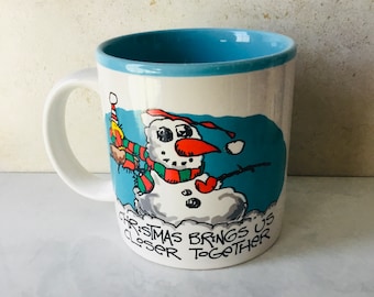 Vintage Snowman Mug Potpourri Press Christmas Coffee Cup Ceramic 1987