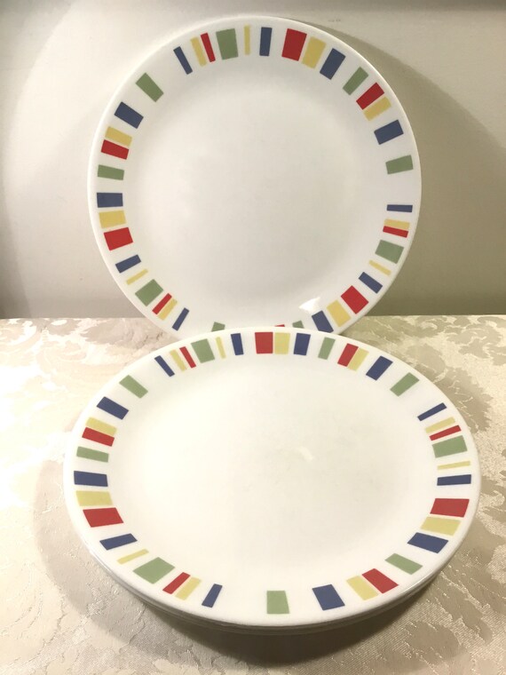 Corelle Memphis Dinner Plates Set of 4 Colorful Stripes 10 1 4