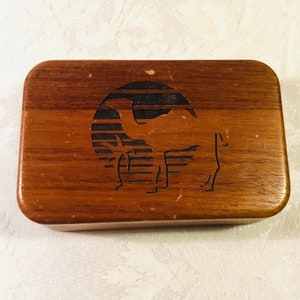 camel wooden cigarette box Vintage Wooden Box Camel Cigarette Oasis Carved Trinket Box Jewelry Box