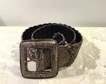Chicos Boho Belt, Black, Tan, Stretch Belt - Etsy display picture 1