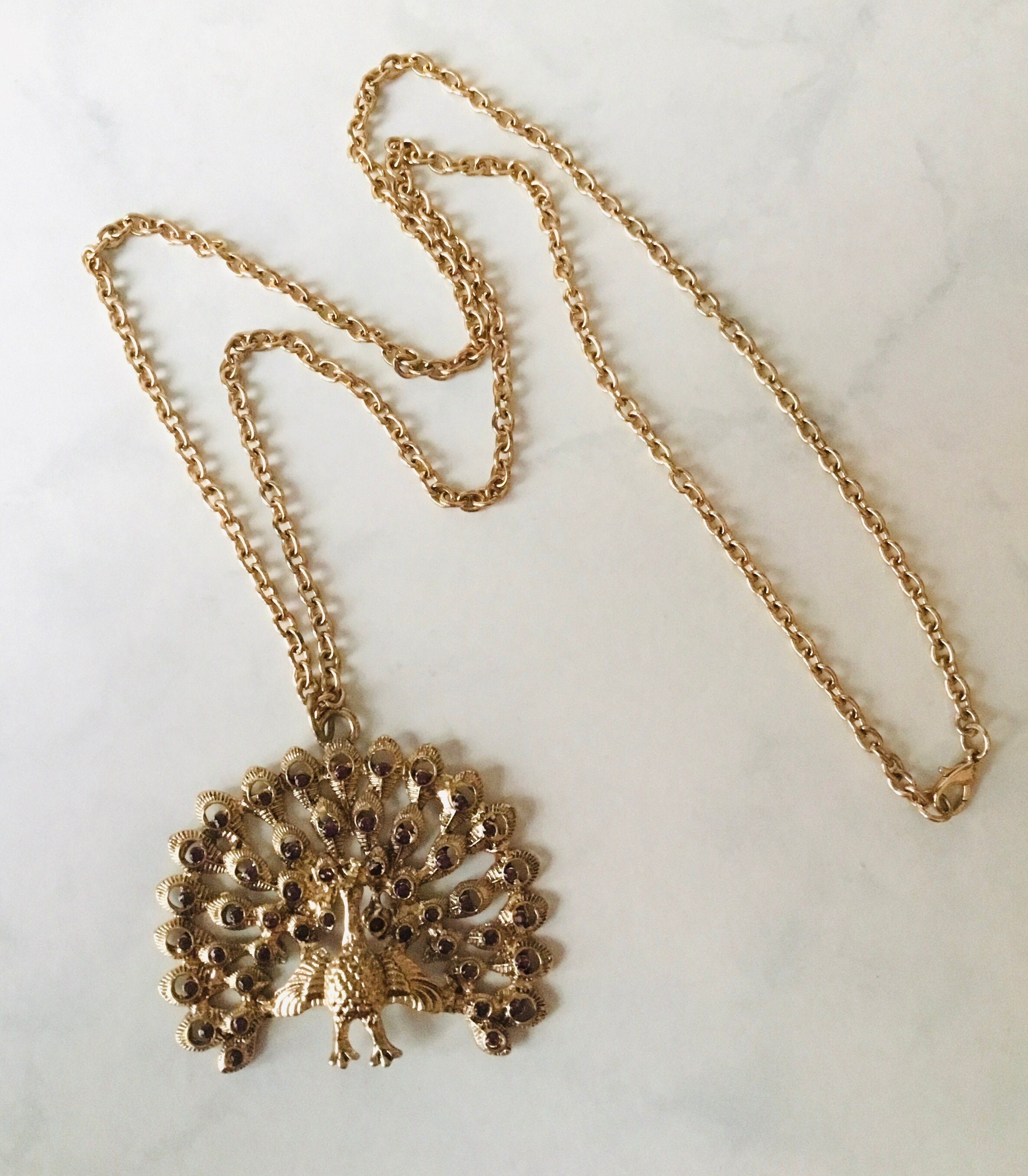 Vintage peacock necklace clearance