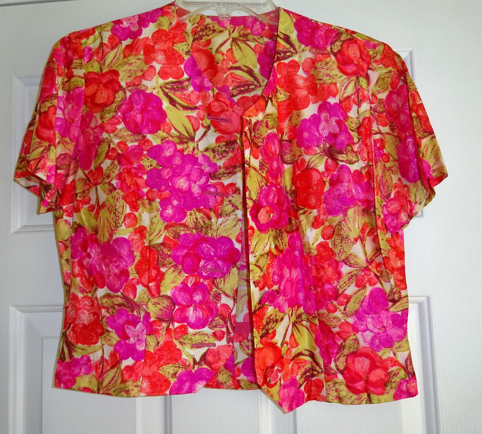 Vintage Floral Print Button Front Blouse - Vintage