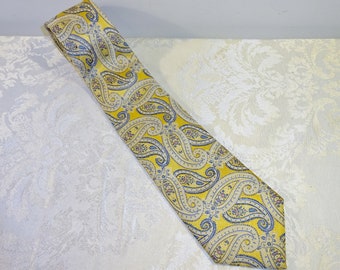 Vintage Men's Necktie Paisley Silk Tie Zianetti Italy Yellow Blue Tie