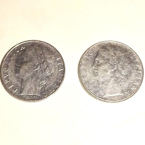 Vintage Italian Coin 100 Lire 1972 1977 Set of 2 Cento Lire