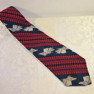 Vintage Inca Necktie Inca Tie Men's Blue Red Gray Wide