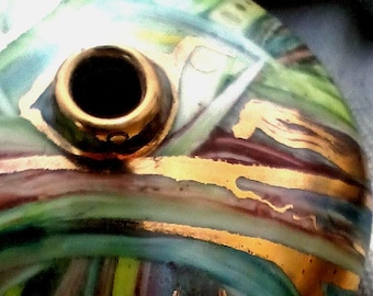 One of a kind china paint on porcelain, essential oil diffuser.