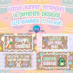 Editable Easter Banner Canva Template, 14 Designs Bundle, Digital Download, Egg Hunt Printable Poster