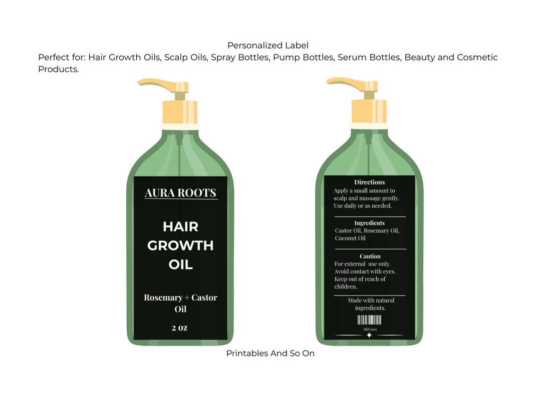 Custom Hair Oil Label, Personalized Beauty Branding (2x4 Inch Digital ...