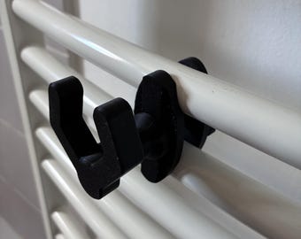 Crochet porte-serviettes pour radiateur imprimé en 3D, sans perçage, résistant à la chaleur (norme ASA, idéal pour les locataires)