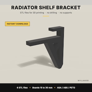 Radiator Shelf Bracket STL Files, No Drill, Renter Friendly (Digital Download)