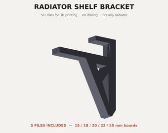 Fichiers STL de support d'étagère de radiateur, sans perçage, idéal pour les locataires (téléchargement numérique)