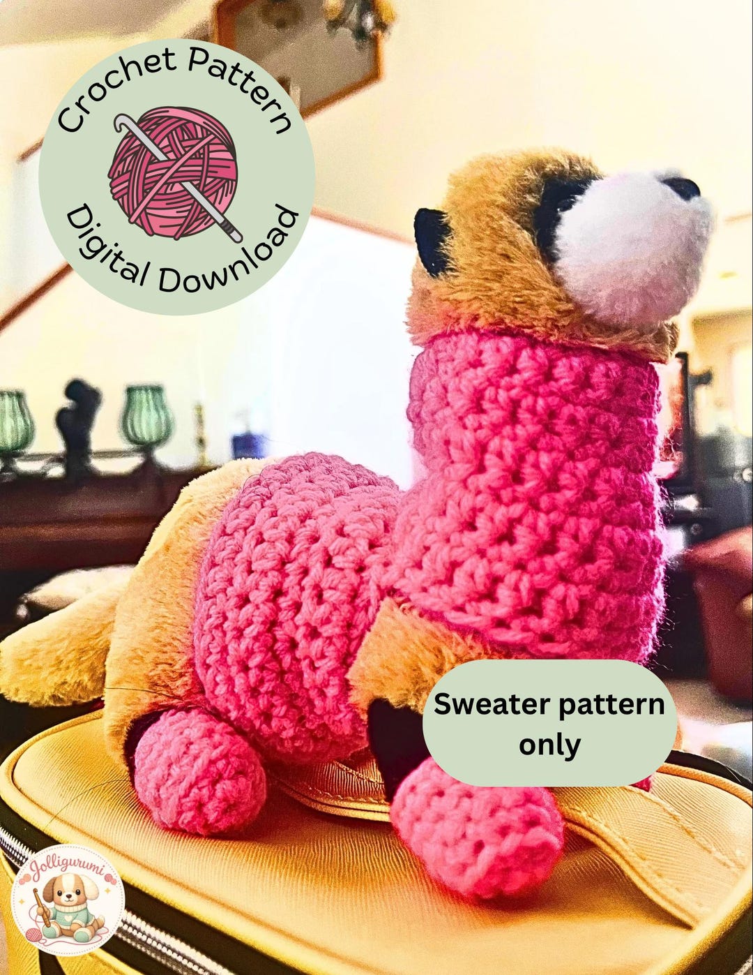 Crochet Small Ferret Sweater Pattern for Emotional Support Stuffed ...