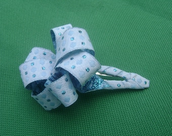 1/2" ribbon wrapped snap clip with loopy ribbon accent