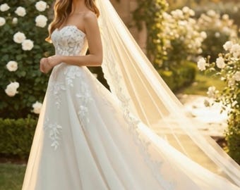 Boho Strapless Wedding Dress Lace Appliqué A-Line Bridal Gown Sweetheart Neckline Imperial Train Romantic Bohemian Wedding Dress Custom Made