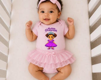 Babyrompertje met prinsessenprint | Schattig babyrompertje met prinsessenillustratie | Kraamcadeau voor een meisje | Geschikt voor pasgeborenen tot 24 maanden