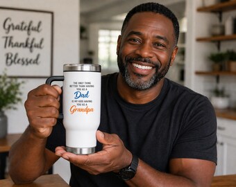 Grandpa Tumbler Gift from Kids, Dad to Grandpa Tumbler, Best Grandpa Gift, Fathers Day Gift for Grandpa,  14oz Handle Tumbler